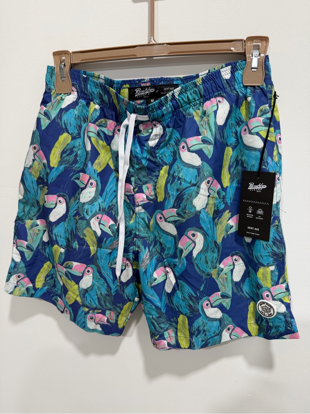 Brooklyn Cloth Blue Toucan-Print Swim Trunks
